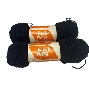 2 Vintage Sayelle Orlon Acrylic Yarn‎ Black 7660 Caldor New Old Stock NOS